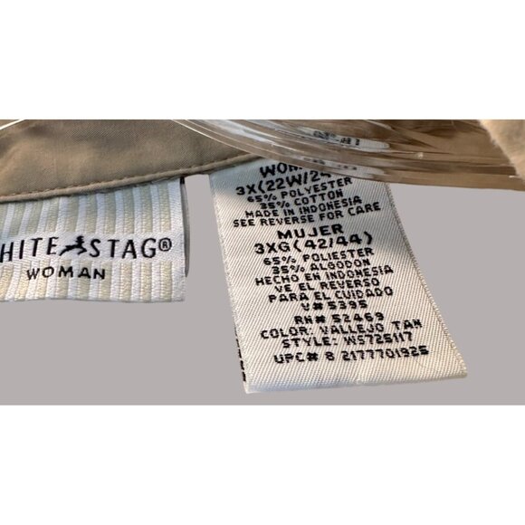 White Stag Size 3X Beige Women's Summer Casual Button Down Sleeveless Blouse - Picture 8 of 9